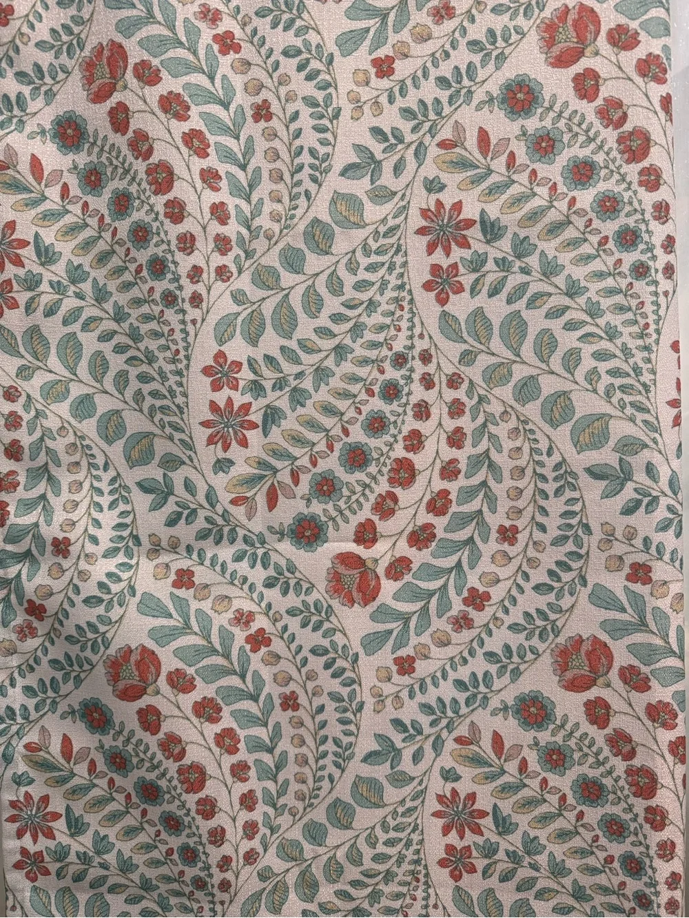 Floral Shower Curtain with Coral and Mint Leaves